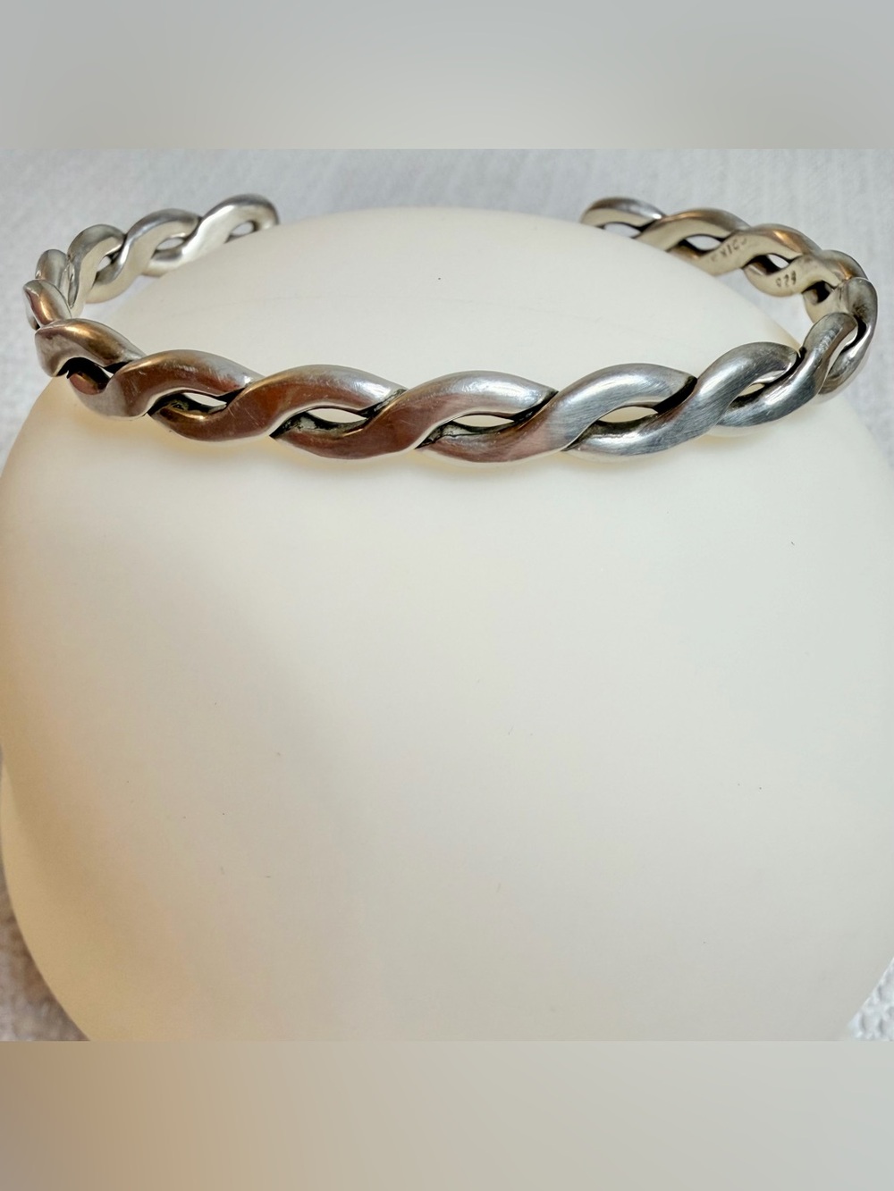 Vintage 925 Mexico Sterling Silver Twisted Rope Cuff Size 7 Bracelet